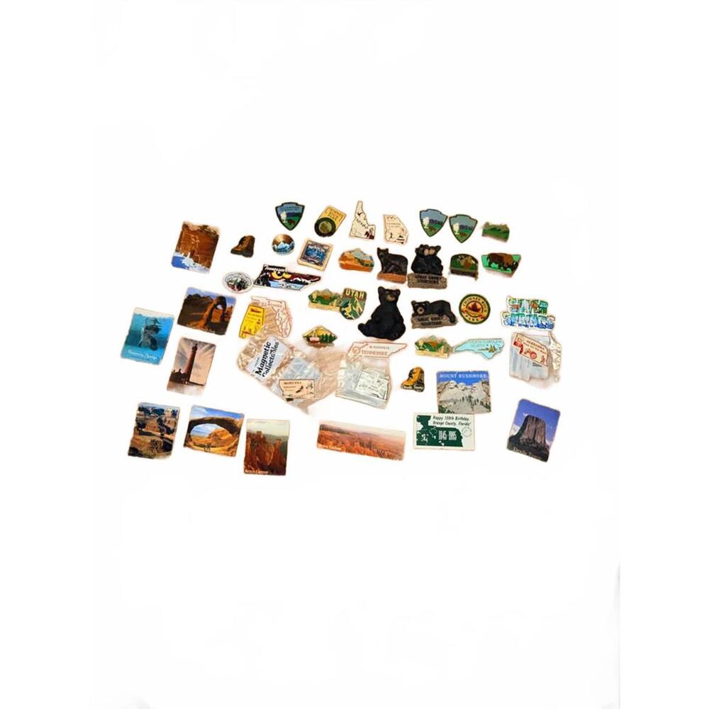 Tourist Souvenir Magnet Lot – National Parks & States –‎ 40+ Pieces